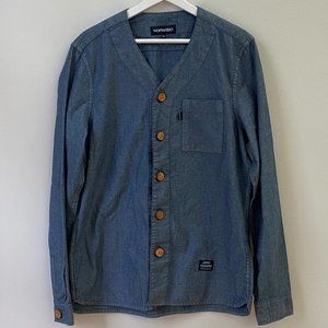 Norwood Denim Baseball Button Up Wood Buttons